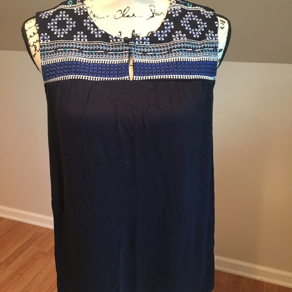 Pretty navy blue embroidered top